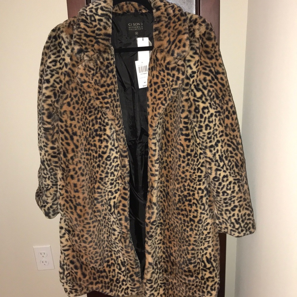 Faux cheetah coat